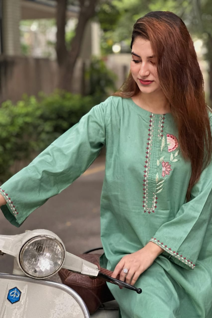 Misty Mint (2 Piece) - Embroidered Lawn Shirt & Trouser