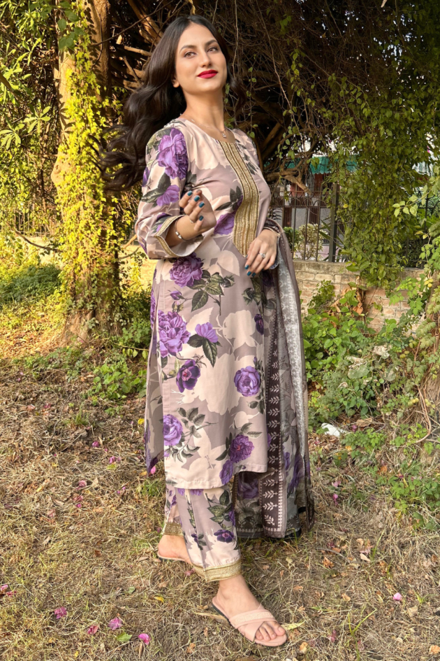 Lilac (3 Piece) - Printed Shirt, Trouser with Dupatta