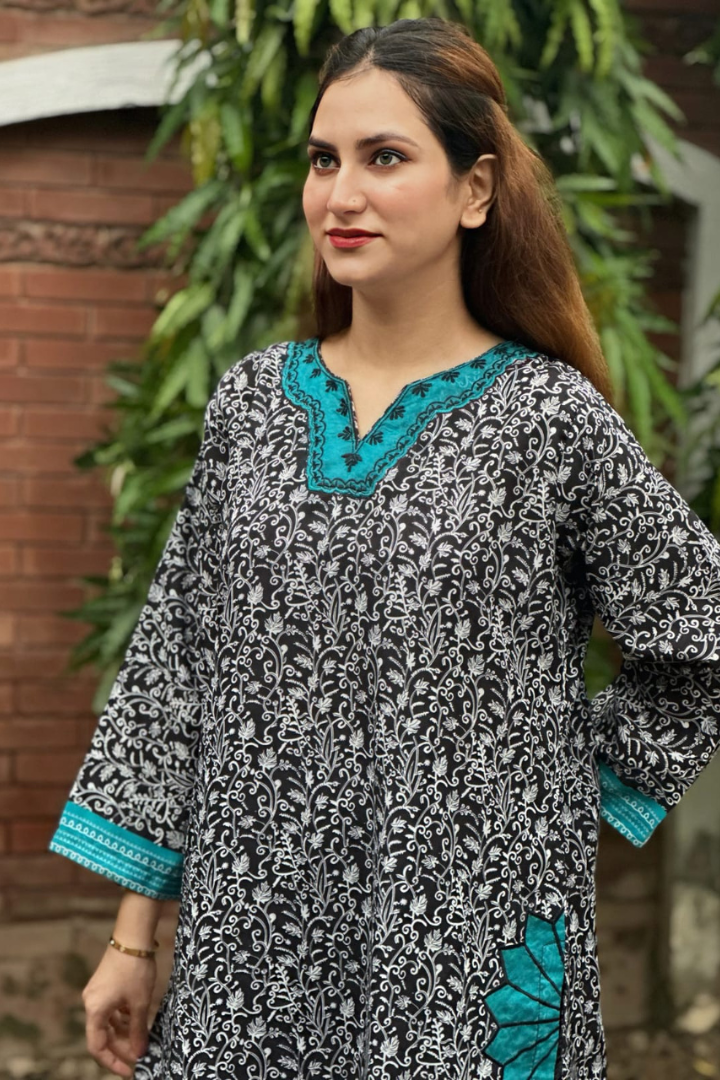 Orchid (2 Piece) - Embroidered Printed Cotton Shirt & Trouser