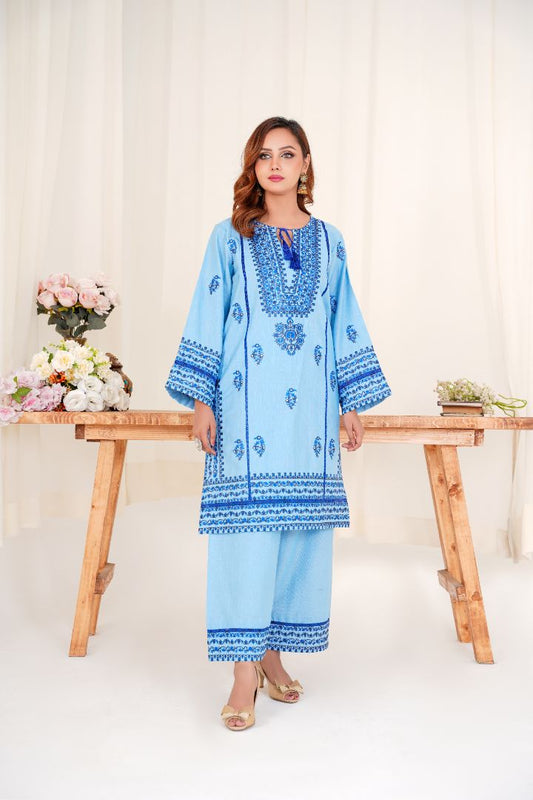 Jugnu (2 Piece) - Embroidered Khaddar Shirt & Trouser