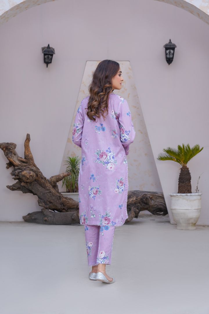 Daffodil (2 Piece) - Printed Lawn with Embroidered Neck