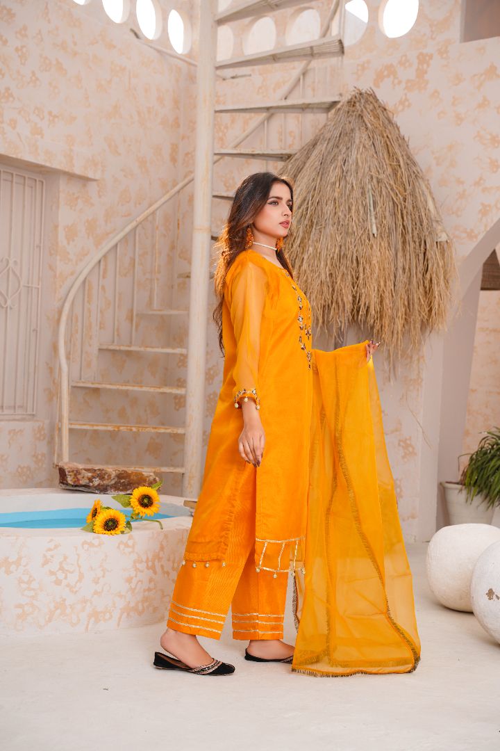 Rasm-e-Hina (3 Piece) - Organza Shirt & Duppatta with trouser