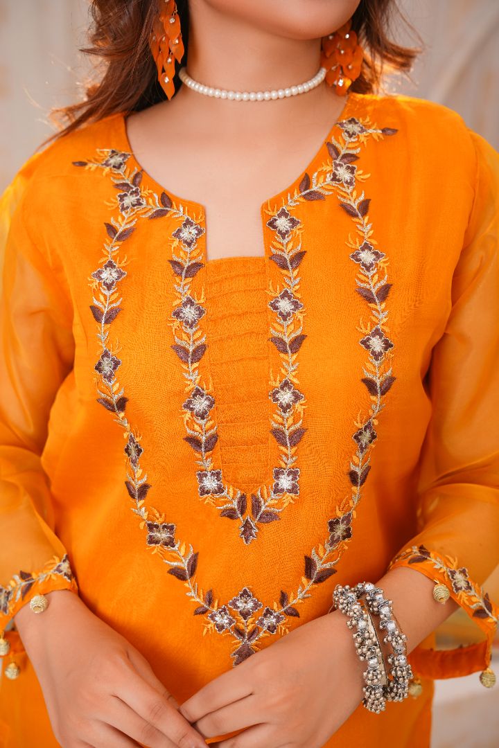 Rasm-e-Hina (3 Piece) - Organza Shirt & Duppatta with trouser