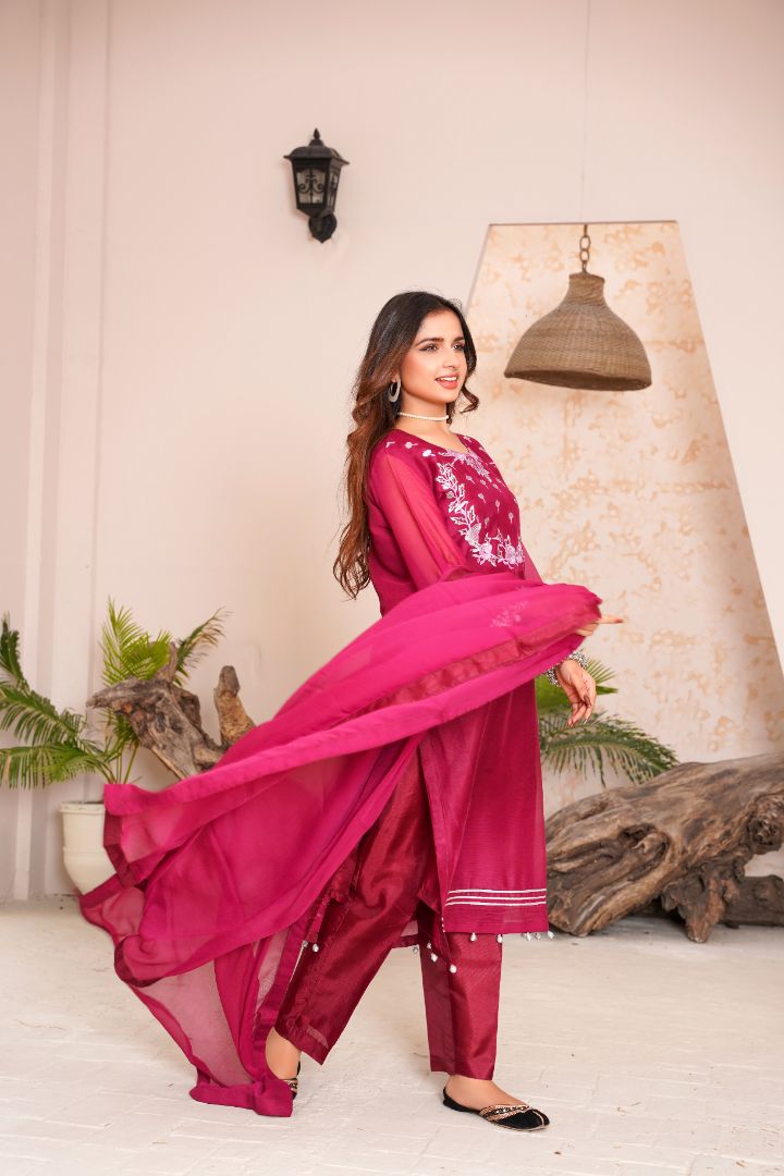 Rangeen (3 Piece) - Chiffon Shirt & Duppatta with Trouser