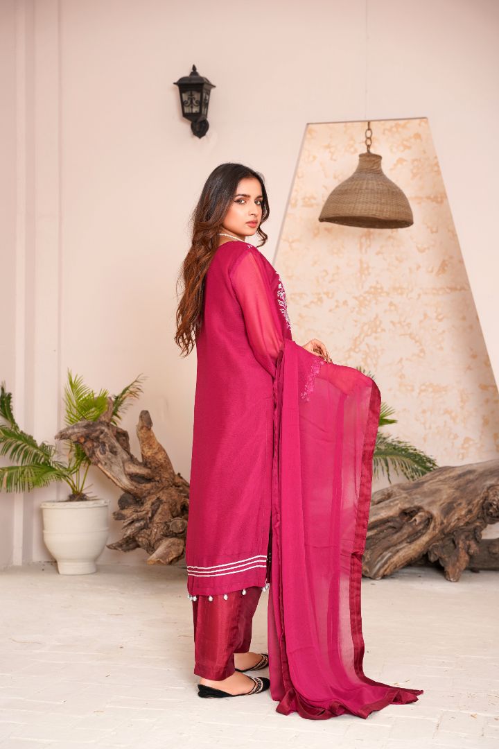 Rangeen (3 Piece) - Chiffon Shirt & Duppatta with Trouser