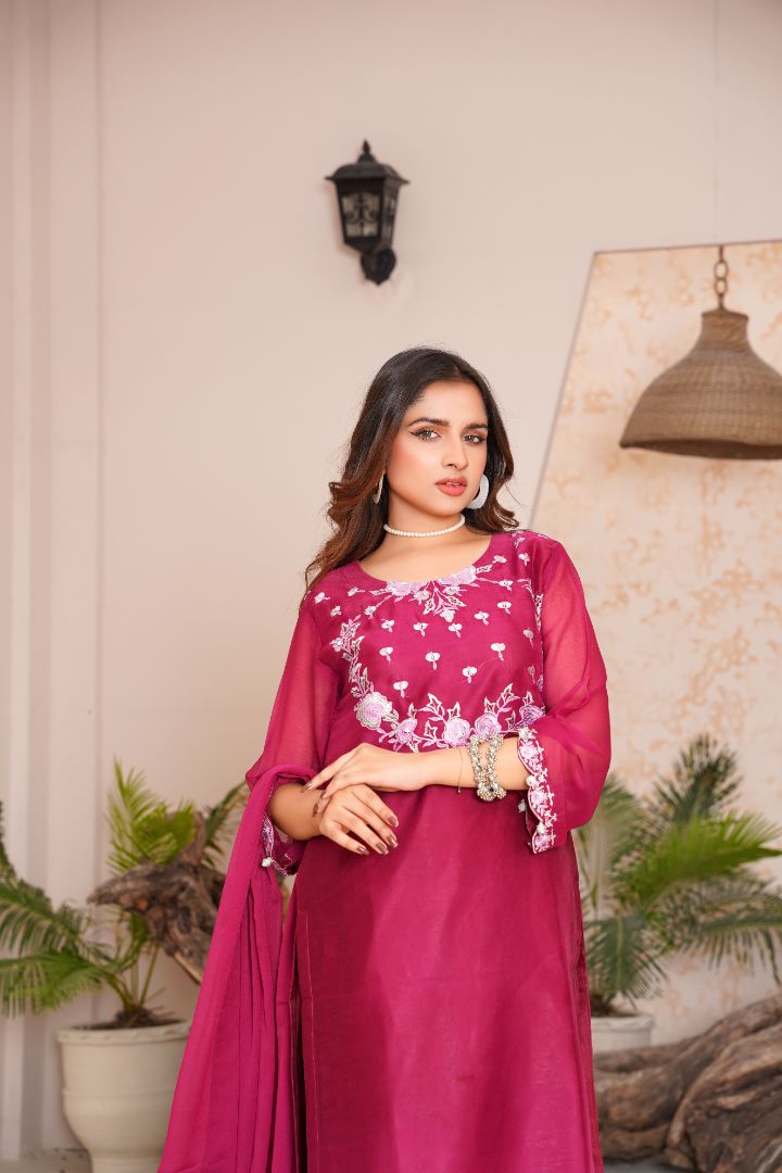 Rangeen (3 Piece) - Chiffon Shirt & Duppatta with Trouser