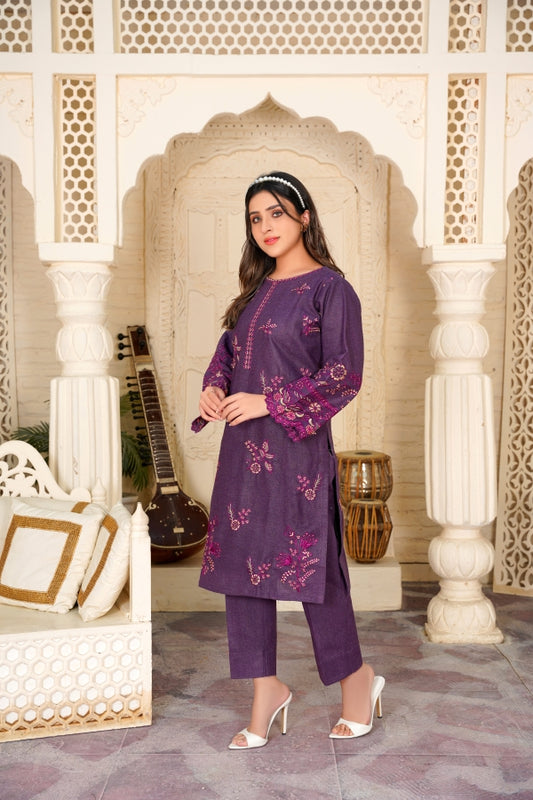 Omal (2 Piece) - Embroidered Khaddar Shirt & Trouser