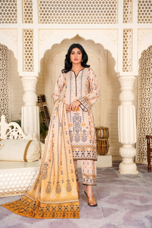 Minal (3 Piece) - Printed Khaddar Shirt, Trouser & Duppatta