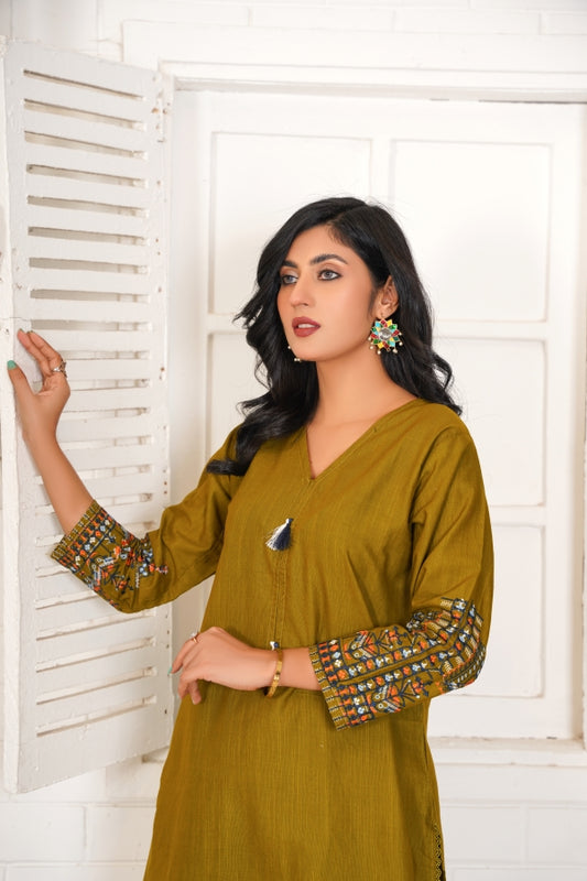 Anaya (2 Piece) - Embroidered Khaddar Shirt with Trouser